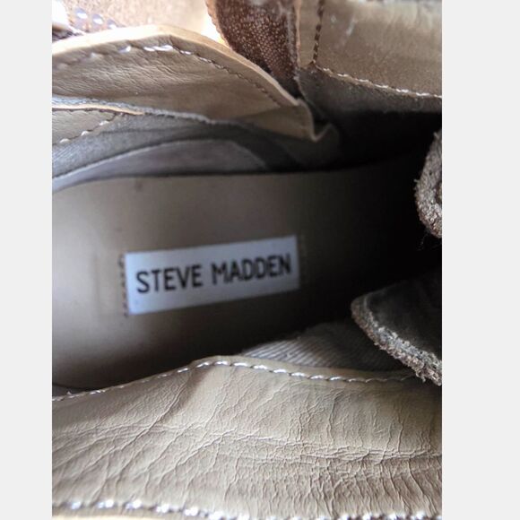 Steve Madden Booties 10 Taupe Waverly Suede Ankle Platform Wedge Hidden Heel - Picture 6 of 8